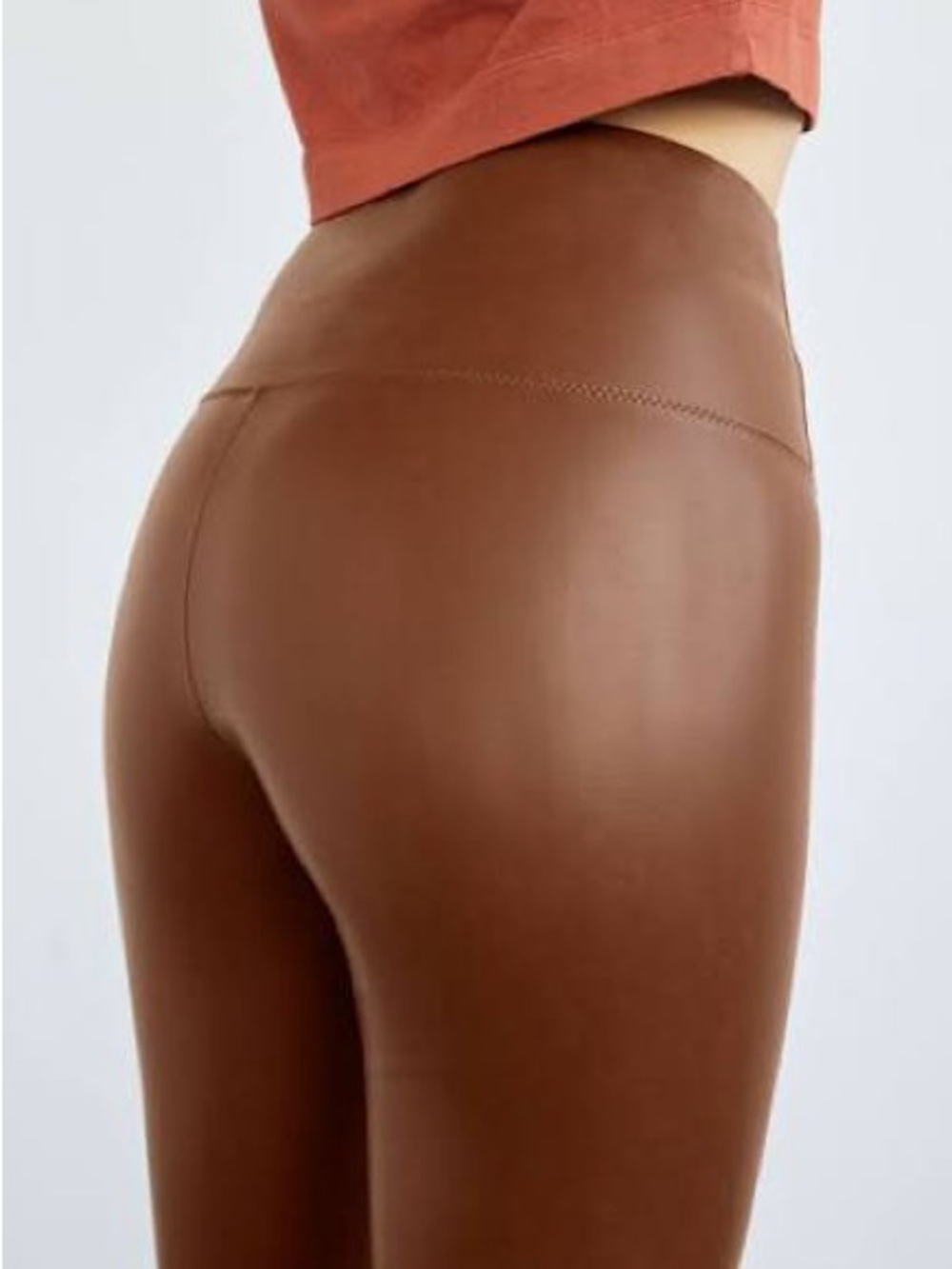 Aritzia Wilfred Free Daria Vegan Faux Leather Leggings Cognac Brown Size Medium